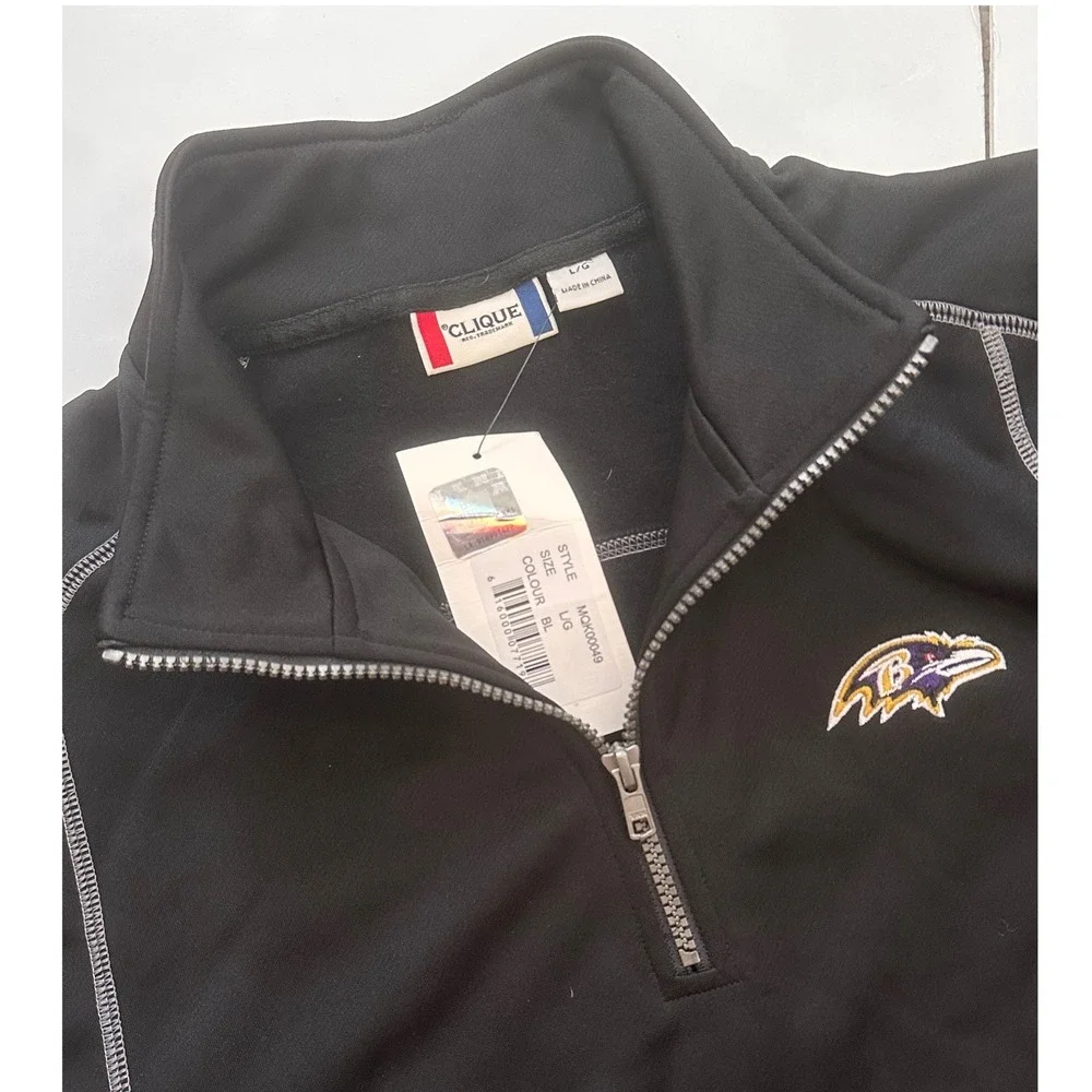 Baltimore Ravens NFL Clique Mens Large Black‎ Quarter Zip Pullover MOK00049